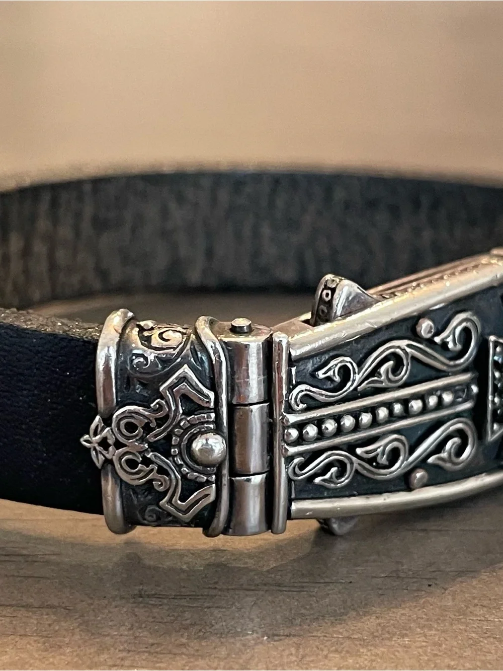 Konstantino Plato Maltese Cross Leather Bracelet Sterling Silver 925